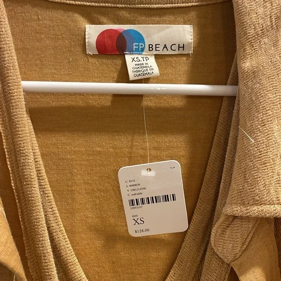 NWT Free People Beach Cover Up Jumpsuit with Matching Jacket, back v and front v